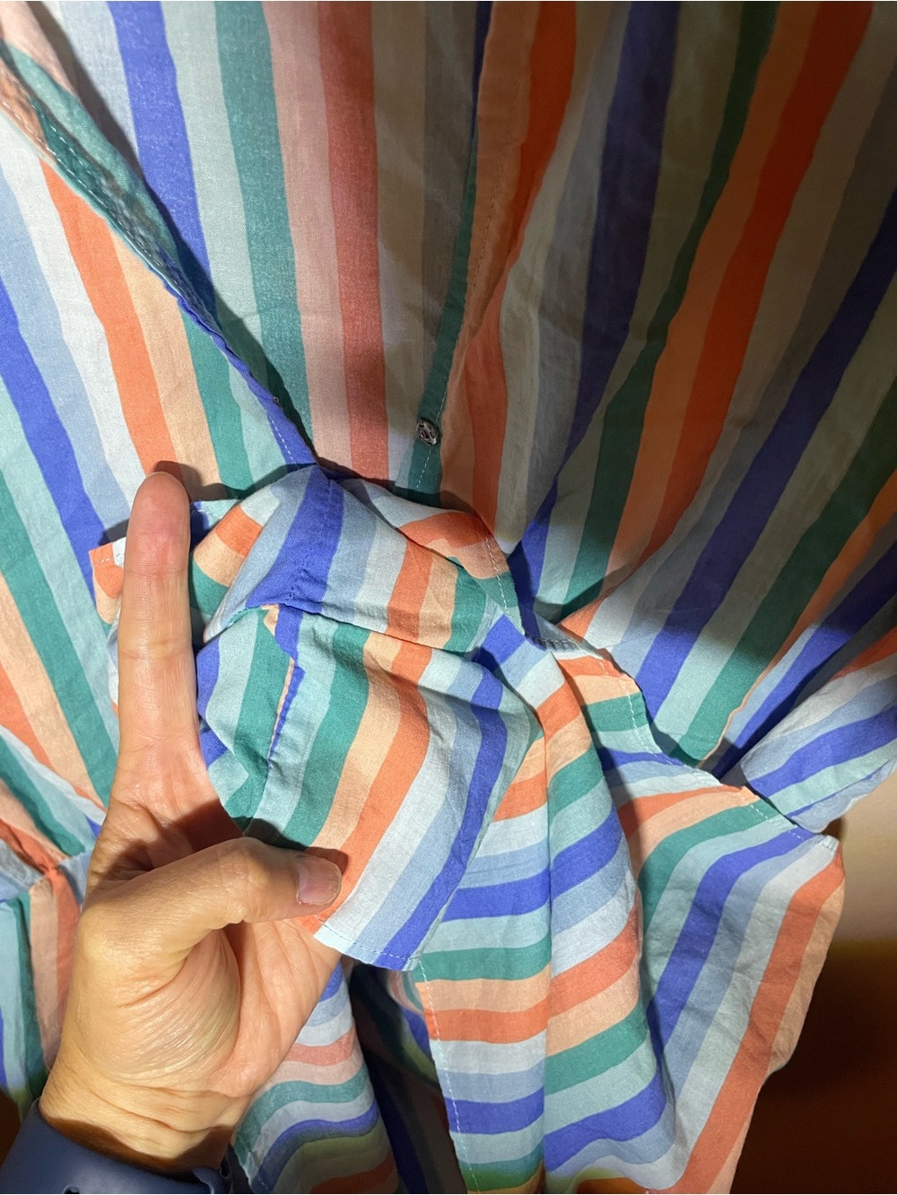 Le Bain Par Molly Bracken Striped Wrap Romper Size L Pastel Tie Waist Collared - Picture 7 of 8